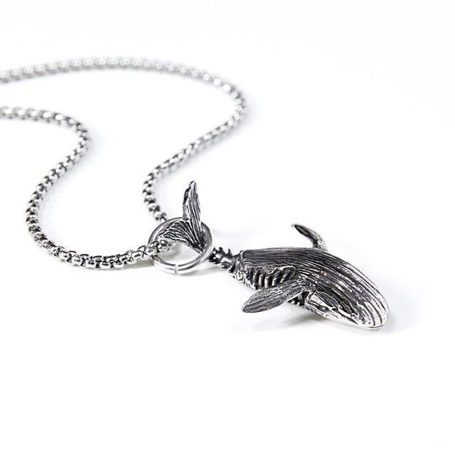 Baja Titanium whale skeleton kalung pria merek fashion street hip-hop hip hop sweater chain serbagun