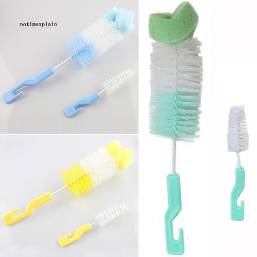 Sikat Pembersih Botol Susu Bayi | Spons Pembersih Botol | Pembersih Botol - Set Sikat Botol bayi Isi 2 - Sikat Botol dan SIkat Dot Bayi - 1 Set Isi 2 - Sikat Gelas Plastik