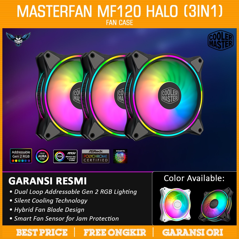 Cooler Master MasterFan MF120 Halo 3in1 ( BLACK / WHITE ) Fan Case RGB