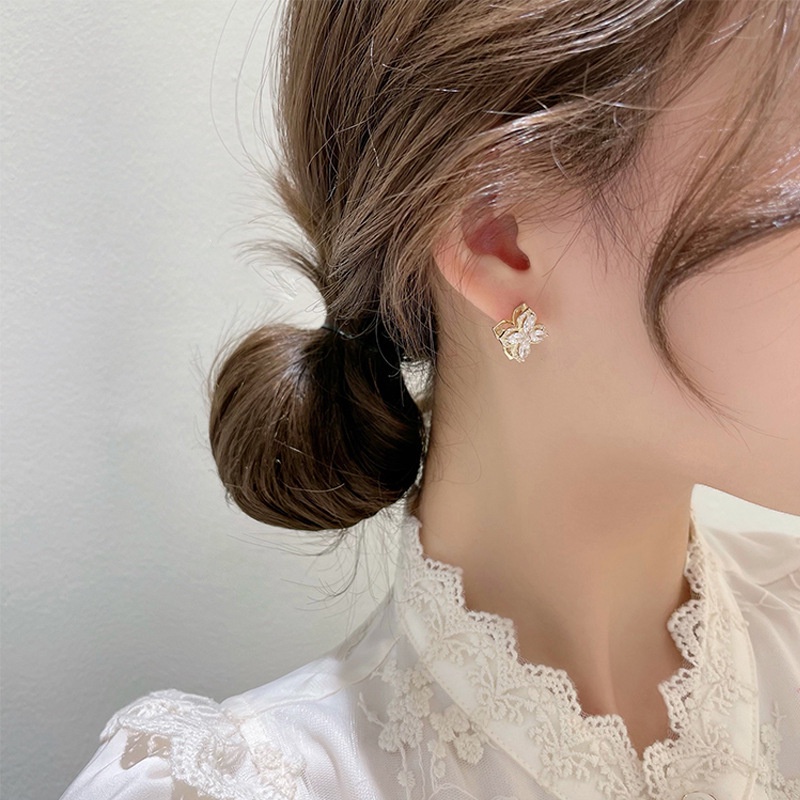 Candy Jewelry Fashion Rotatable Crystal Flower Earrings Rhinestone Rotating Windmill Earring for Women Gold Plated