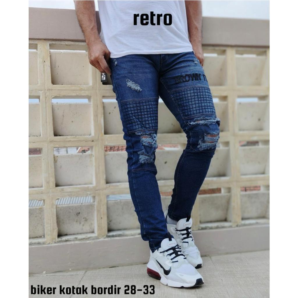 GEVAR  Celana Jeans Bikers Sobek Premium Pria