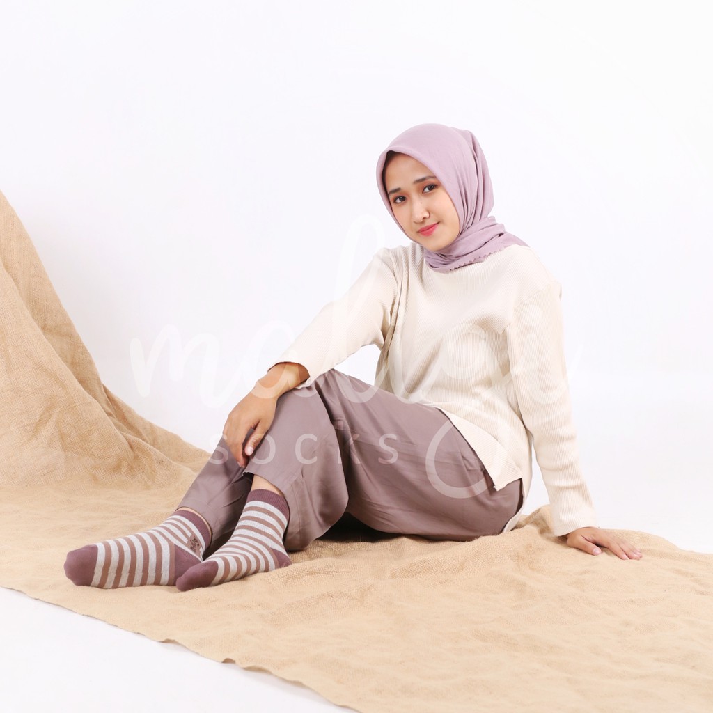 Kaos Kaki Motif Stripe katun Pendek Casual Maligi CSS-01