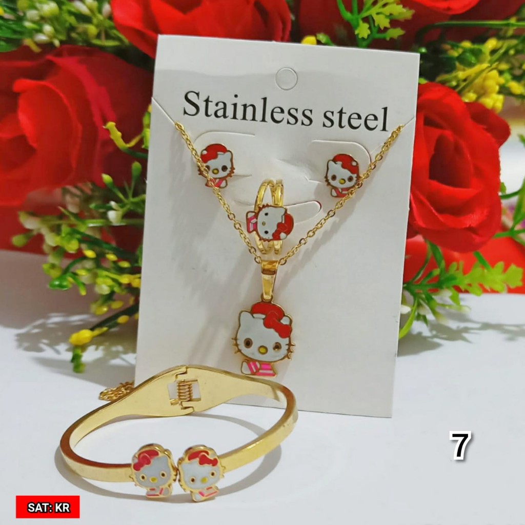 Set Anak Hello Kitty Titanium Steinless Stell (COD)