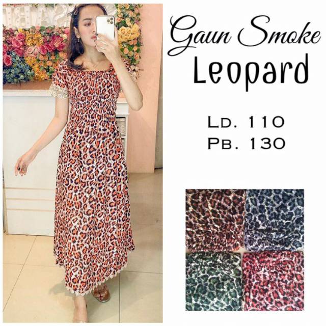Longdress Smoke Macan Dress Renda Lengan Pendek Fashion Batik Wanita Mall Grosir Tanah Abang