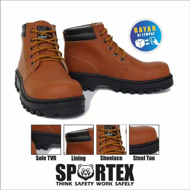 Sepatu Safety Pria Ujung Besi / safety shoes / type 03 tan coklat muda by sportex