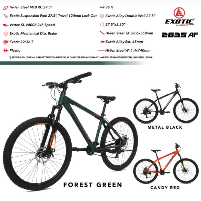 sepeda gunung 27,5" EXOTIC 2635 AF by PACIFIC 2x8 SPEED