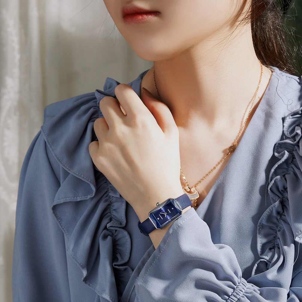 REBIRTH Jam Tangan Wanita Mode Santai Tali Kulit Tahan Air Kuarsa Jam Tangan Cewek-6