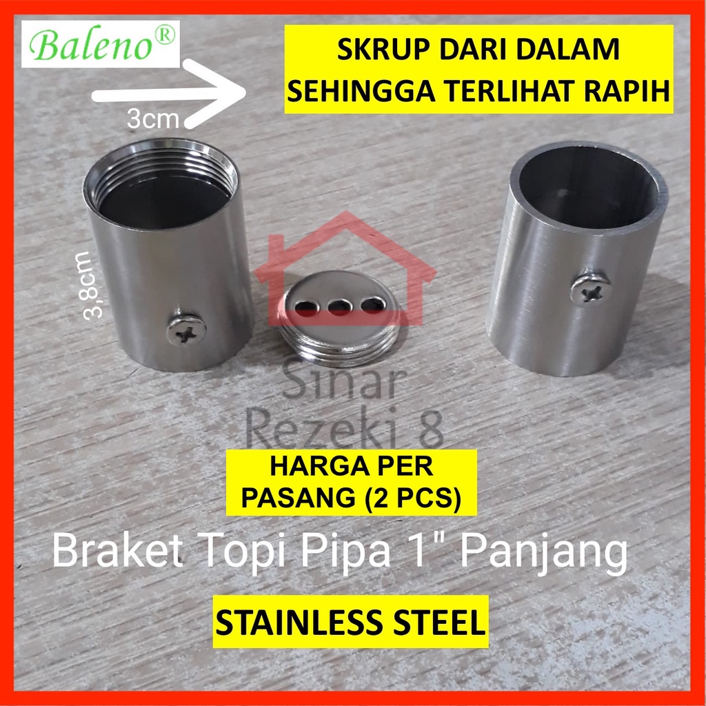 Braket Topi Pipa PANJANG 1" inch / Bracket Pipa Bulat 1 inch STAINLESS