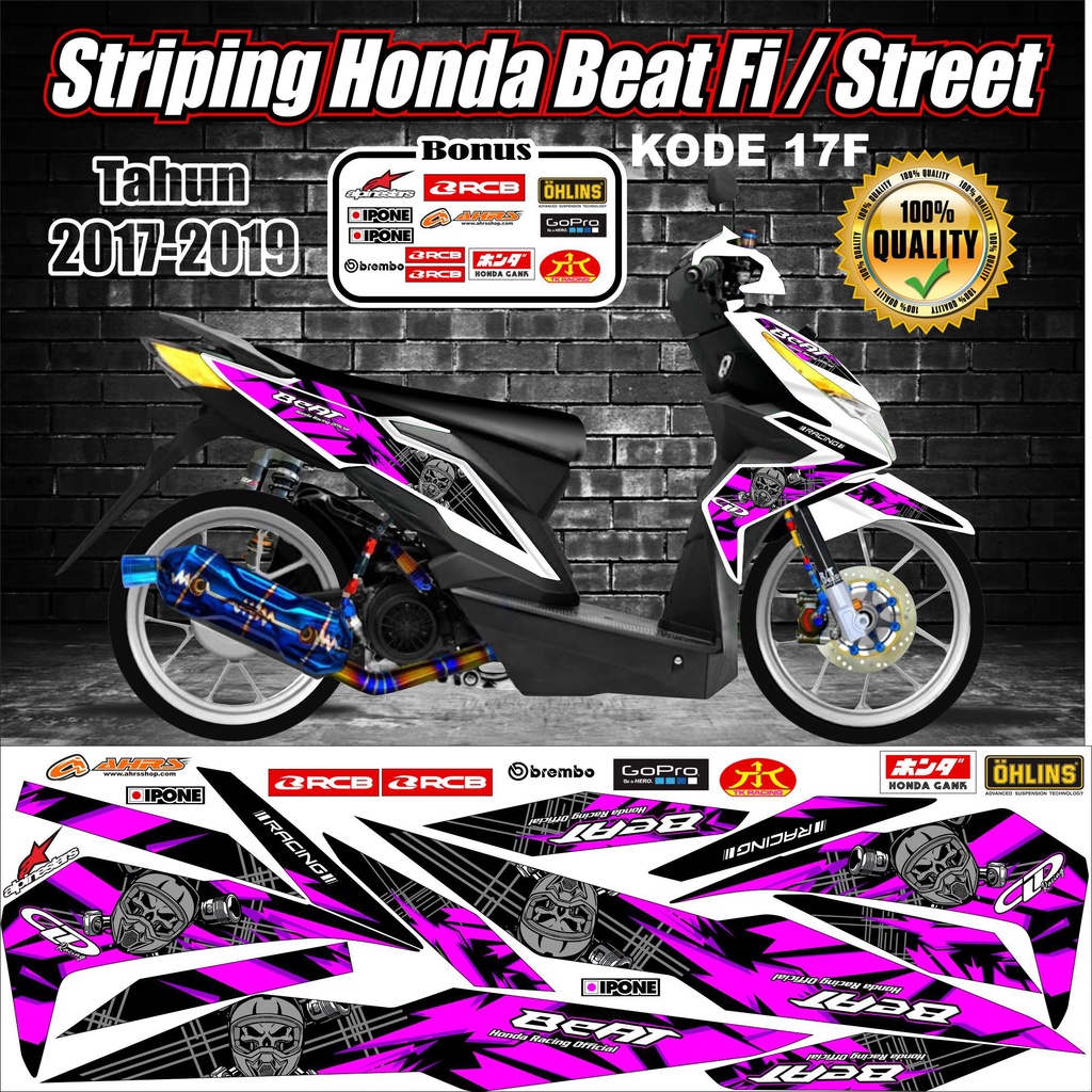 Striping Beat 2017-2019 Variasi Stiker Lis Motor Beat Kode 17