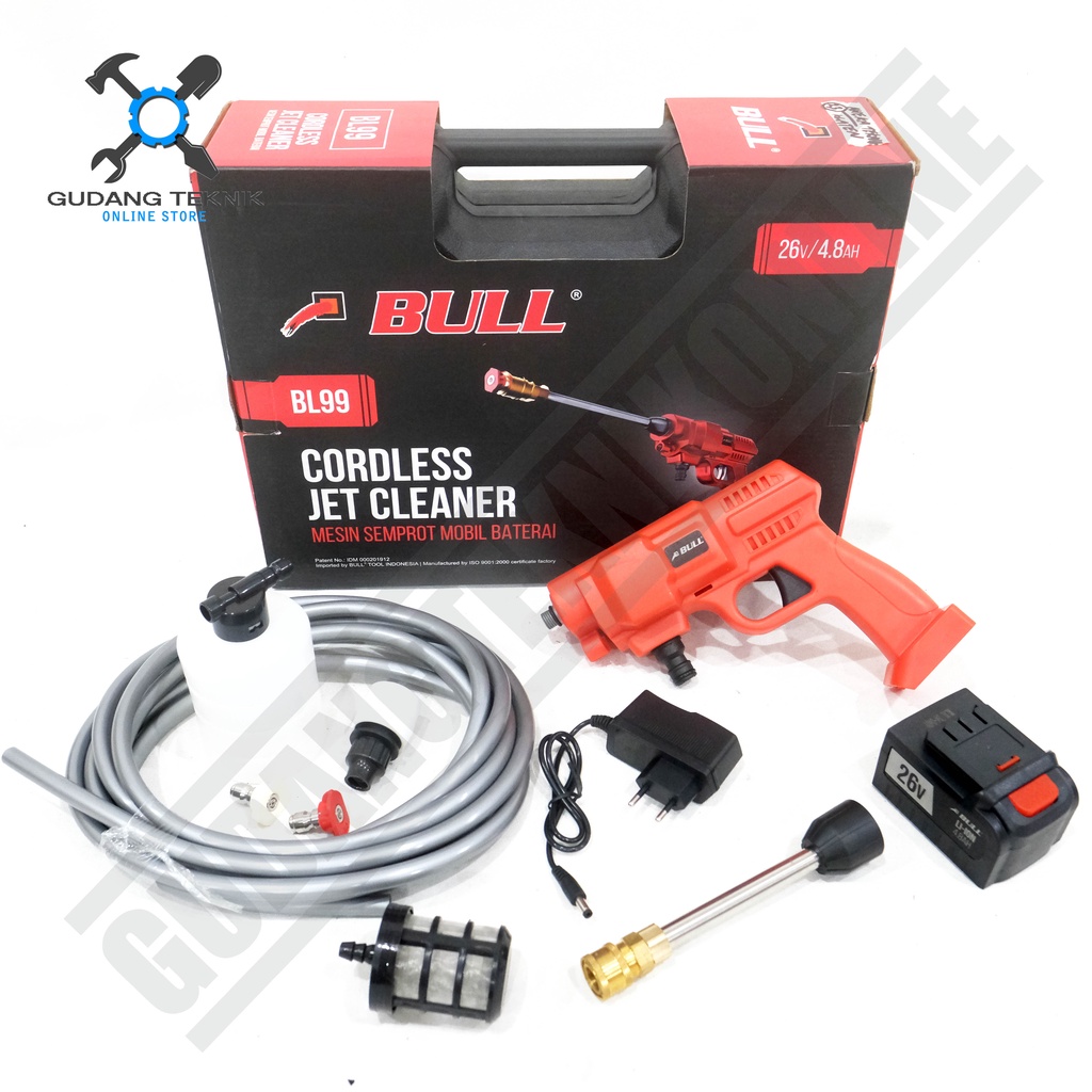 Jet Cleaner CORDLESS BULL BL99 26V / Mesin Cuci Motor Mobil BATERAI BL 99 BULL