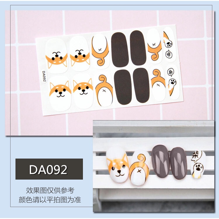 DA 14Pcs/Set Stiker Kuku Desain Bermotif High End Berlian Mutiara Permata Warna-Warni Untuk Tempel Tahan Air Tahan Lama Menicure Stickers Korea Self Adhesive Fashion Sticker kuku Full Aksesoris Dapat Kupas Mudah Digunakan Dan Dilepas Anti Air Nail Art