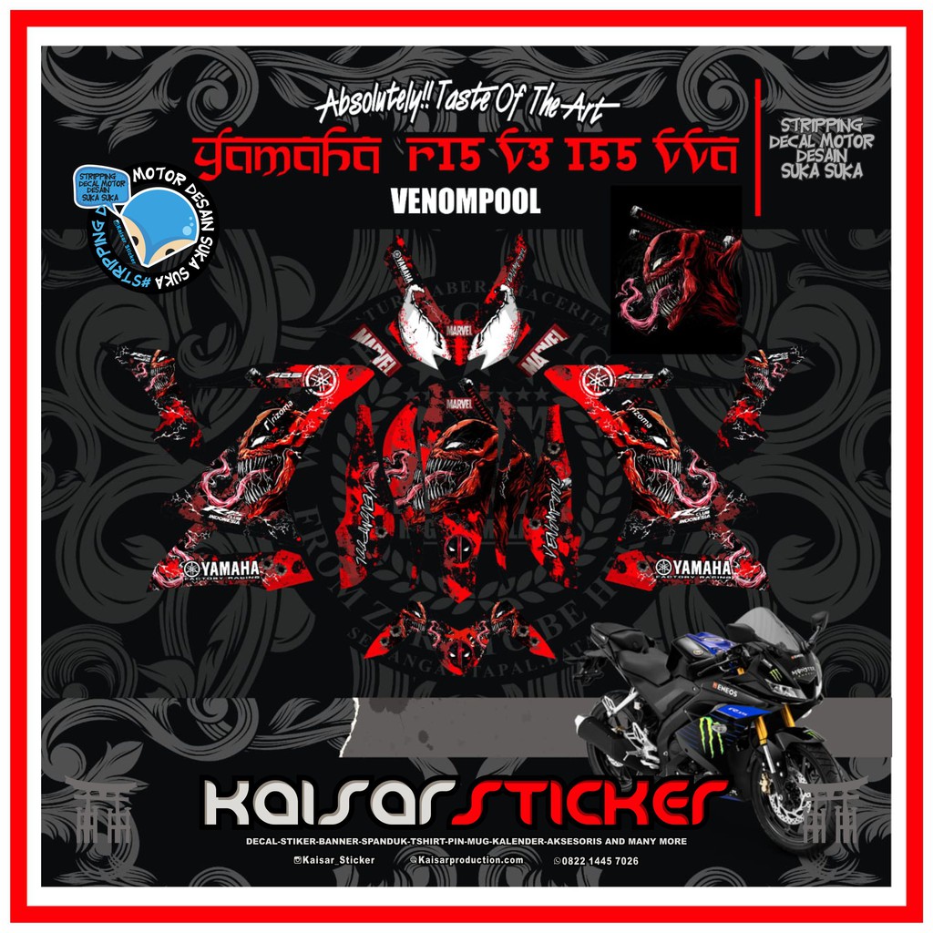 STIKER STRIPING DECAL MOTOR YAMAHA R15 V3 VENOM FULL BODY
