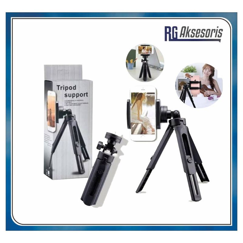 Tripod Support Mini Phone Extendable + Holder U Penyangga HP Smartphone Kamera