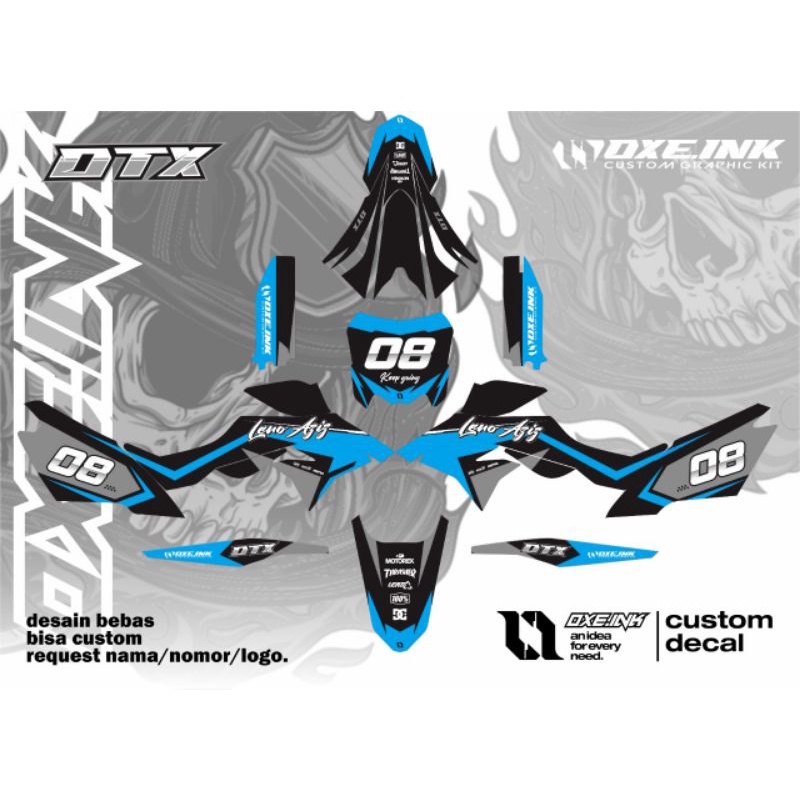 Decal stiker Klx Dtracker biru hitam