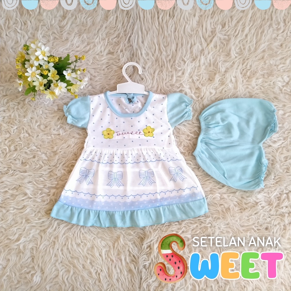 BISA COD Setelan Baju Bayi Cewek Murah Lucu Motif Sweet / Setelan Kaos Bayi Murah / Setelan Ruffle Bayi 1 Tahun