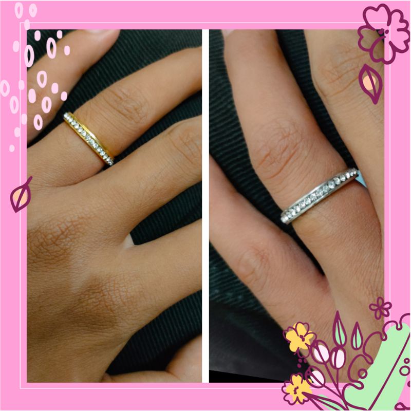 cincin titanium tipis  wanita model permata anti karat