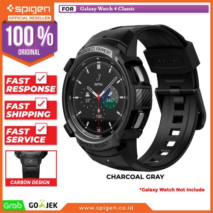 Original Strap + Case Samsung Galaxy Watch 4 Classic 46mm / 42mm Spigen Rugged Armor Soft Band Casin