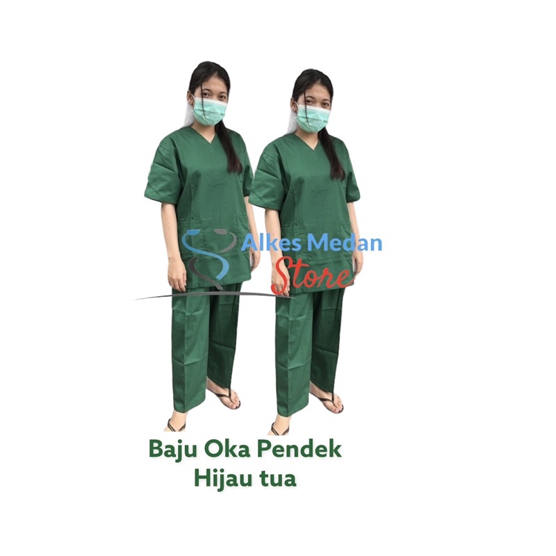 Baju OKA Lengan Pendek / Baju OK/ baju jaga / baju jaga dokter /baju dokter / baju Ok/ baju scrub medis /Seragam medis Samlab alkes