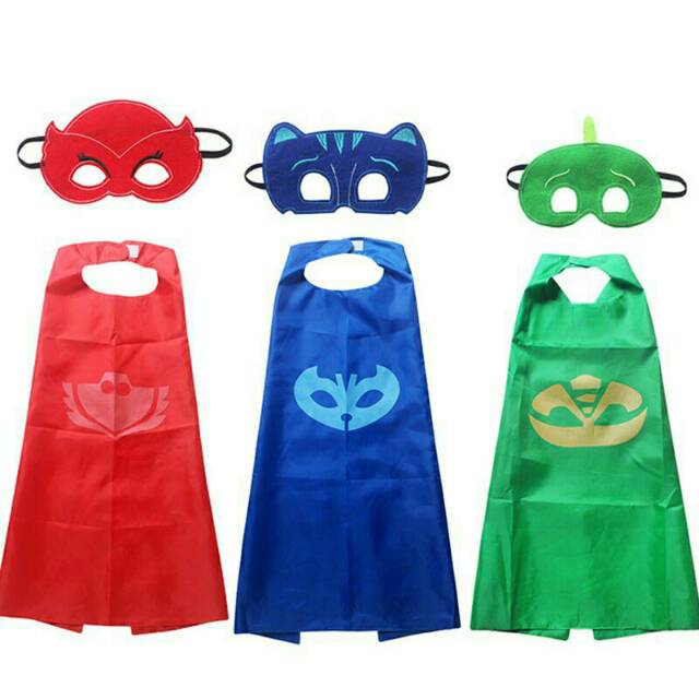 MOMBABY1 Jubah dan Topeng Pj Masks atau Mainan Anak Pj Masks 1 set Jubah dan Topeng