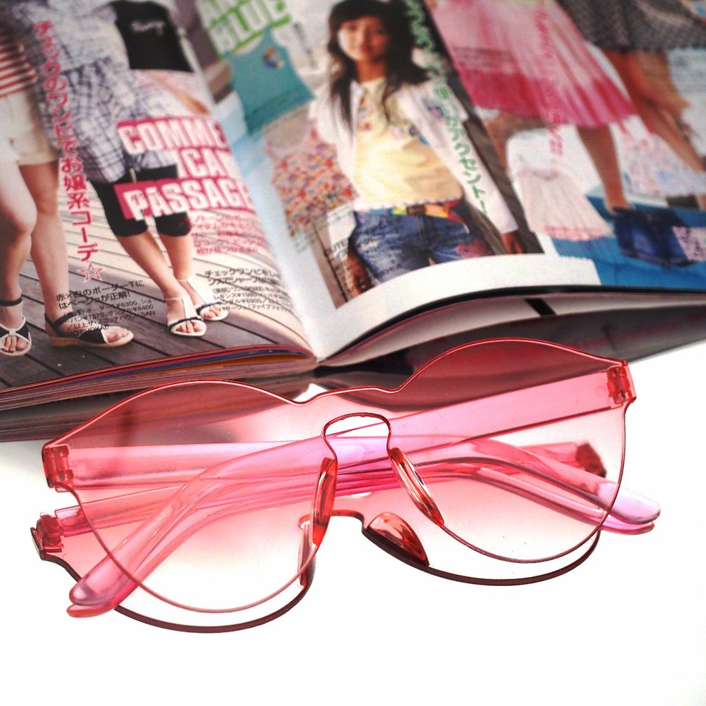 Kacamata Jelly Pria Wanita Kacamata Fashion Murah / Kaca Mata Candy Sunglasses Korea Warna Warni-16. Grad Pink