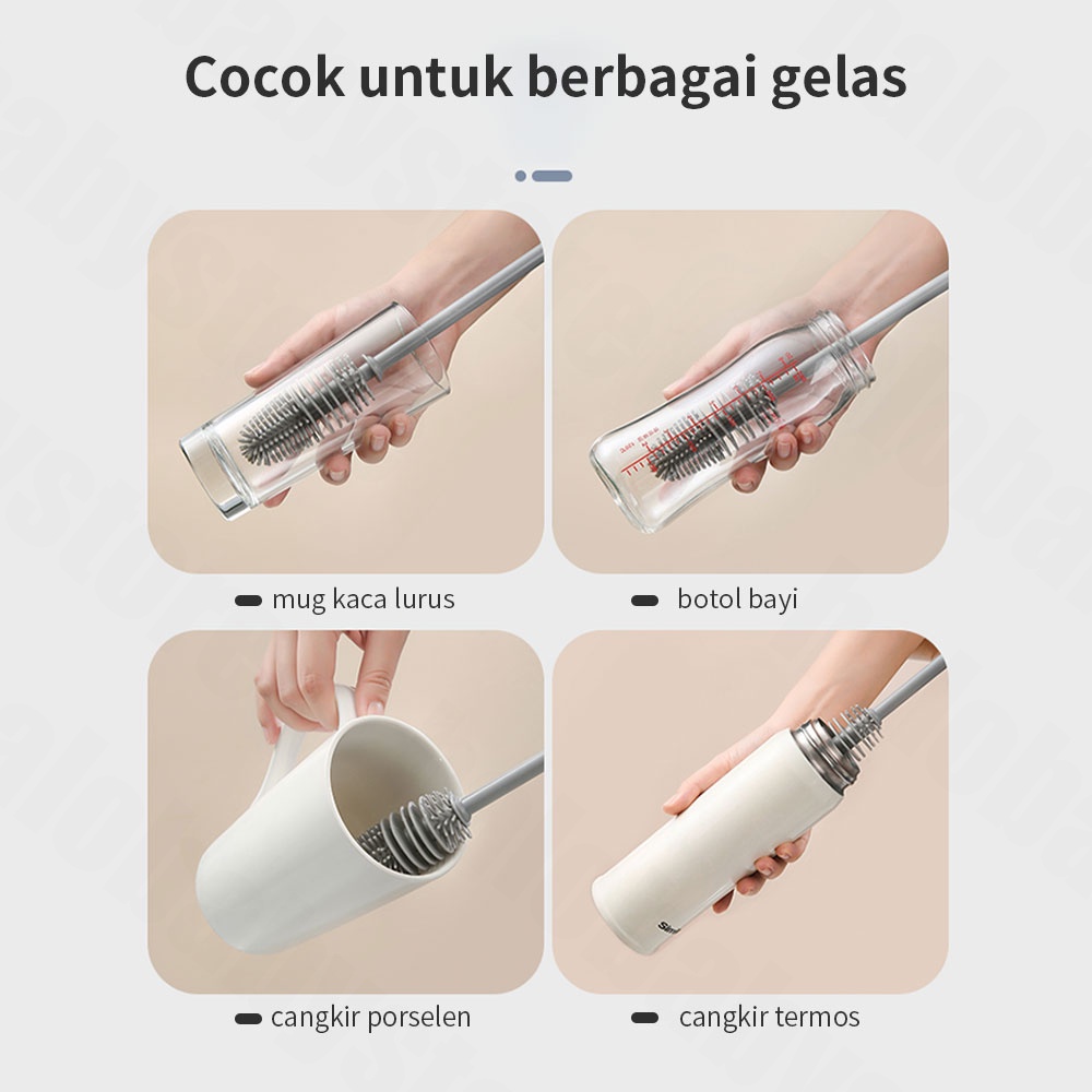 Sikat botol gelas silikon/sikat Gagang Panjang