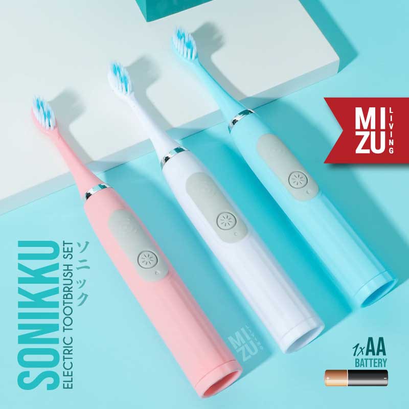 MIZU SONIKKU Electric Toothbrush Set Sonic Vibration Sikat Gigi Elektrik Dewasa Battery