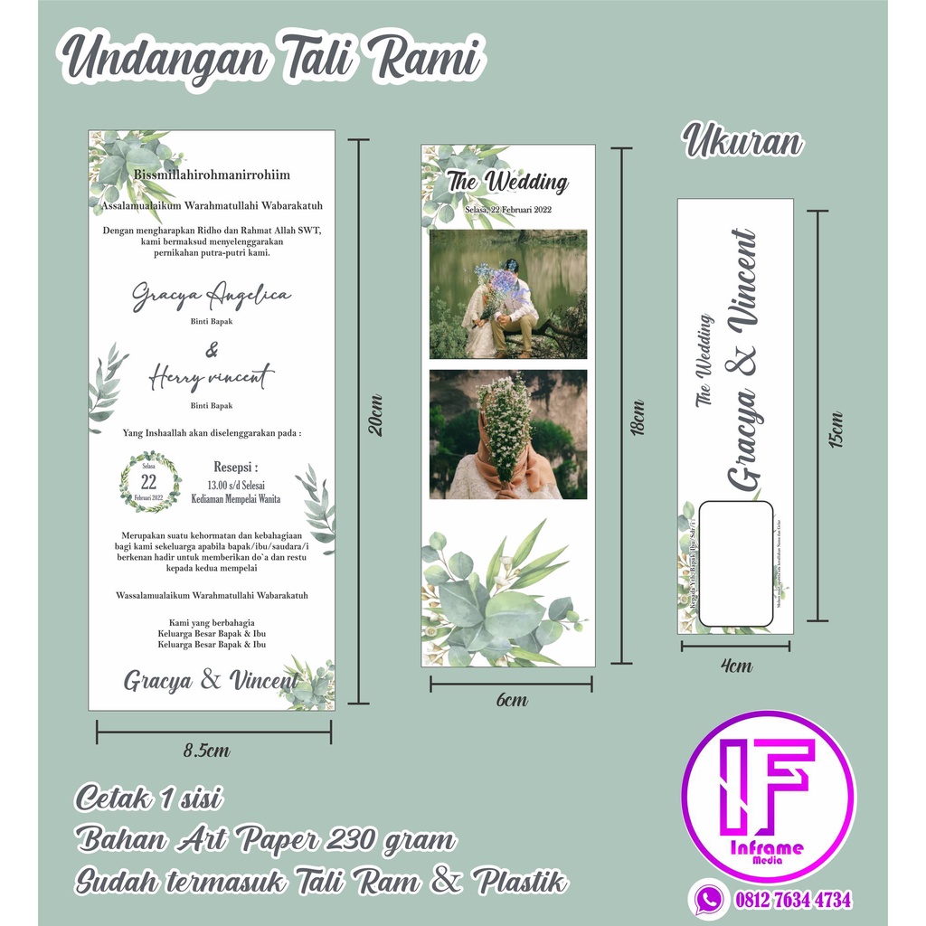 

3 ply undangan handtag/tali rami/undangan kekinian