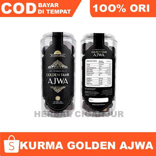 

Golden Tamr Ajwa Kurma Ajwa Kurma Nabi Asli Madinah Premium 500gr Kemasan EKSKLUSIF