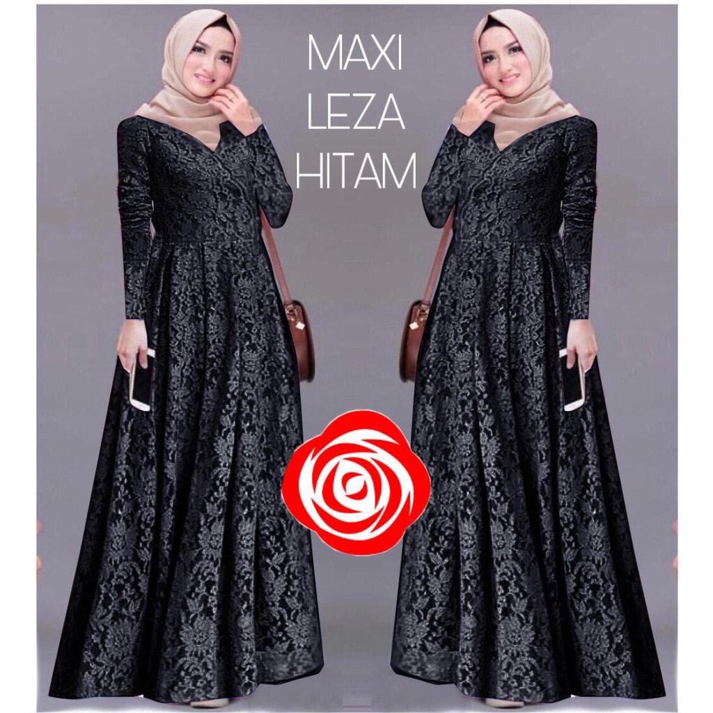 Leza Gamis Terbaru Maxi Dress Full Brukat Remaja Dewasa Wanita Terbaru - Size M L XL