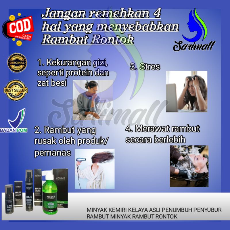 Kelaya Paket Shampoo Vitamin Hair Serum  Perawatan Penumbuh Rambut Anti Rontok penghilang Ketombe