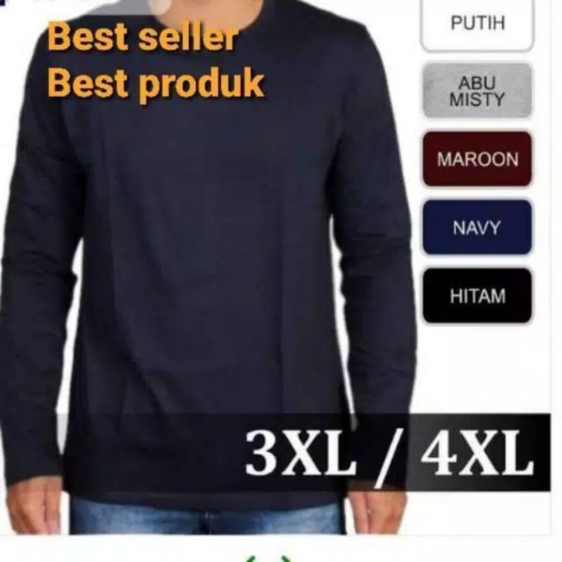 Kaos Jumbo Polos Big Size 2XL 5XL Lengan Panjang Cotton Kaos Jumbo Polos Big Size 2XL 5XL Lengan Panjang Cotton