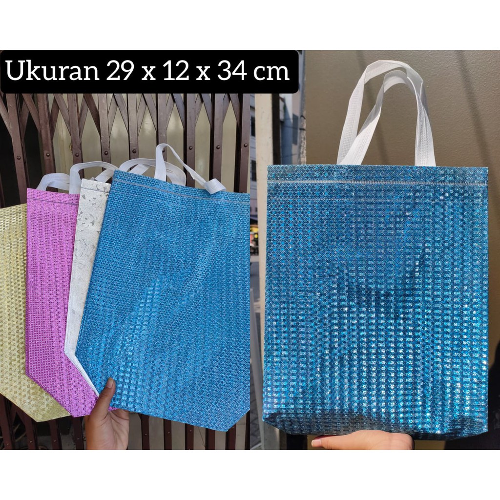 

shopping bag belanja metalic bahan plastik tebal satuan