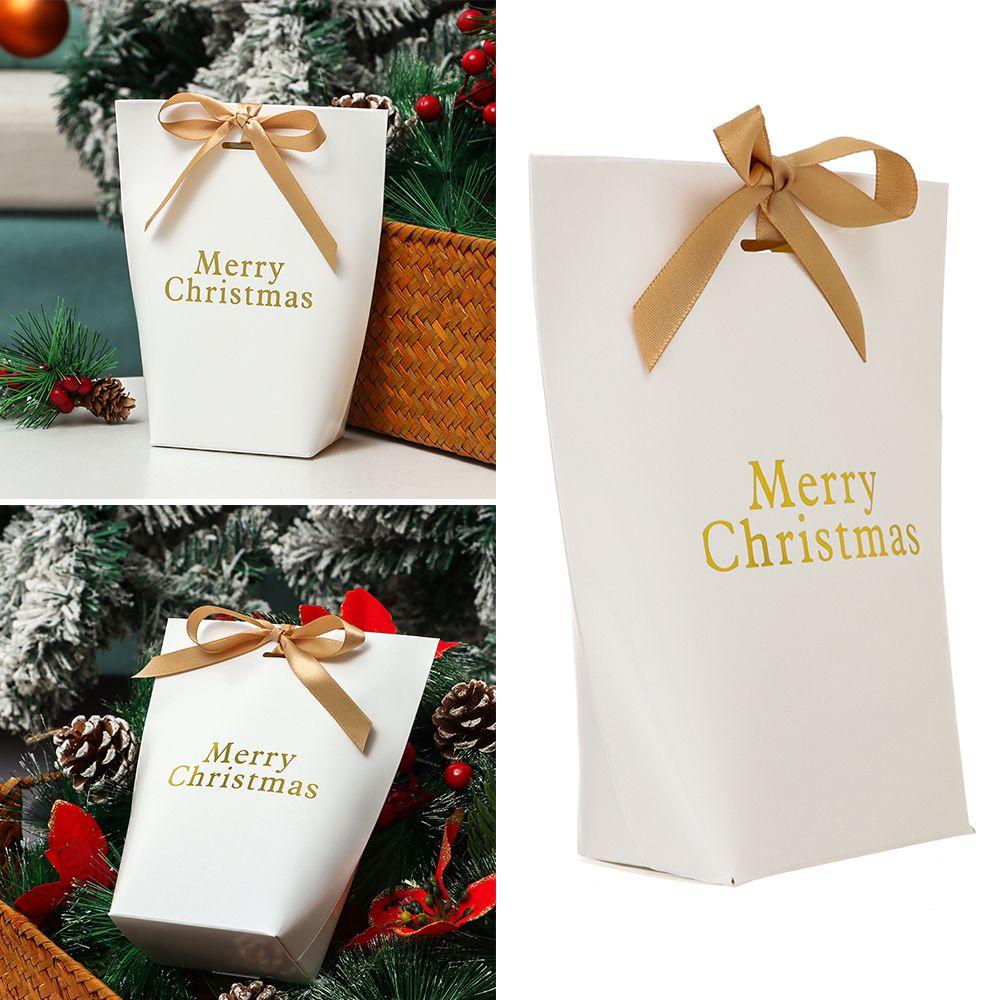 Top 5PCS Christmas Gift Box Bronzing Kraft Kertas Kado Saku Dekorasi Pesta