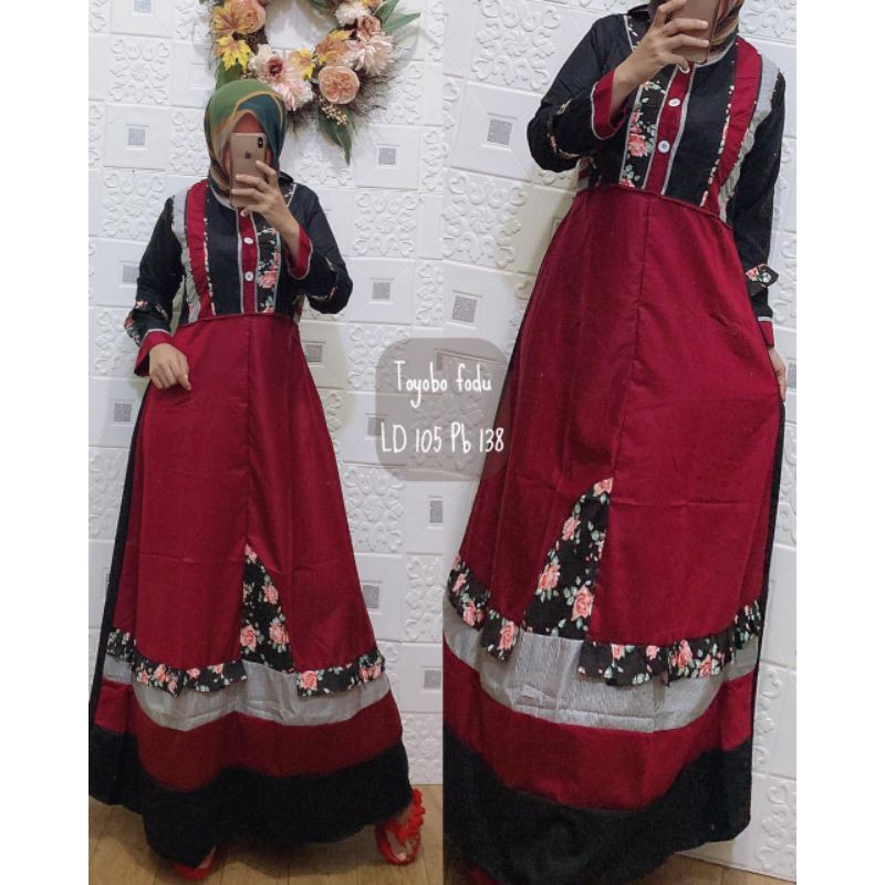 gamis inayah bunga / gamis toyobo / tuneeca kw / gamis katun / gamis terbaru