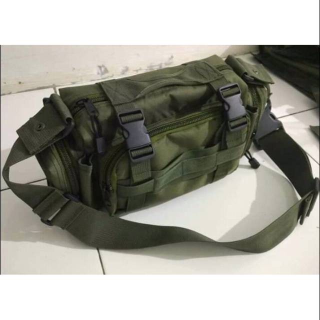 RPM Termurah di Shopee TAS SELEMPANG HIJAU ARMY KOREA - TAS SAMPING ARMY - TAS TACTICAL HIJAU ARMY