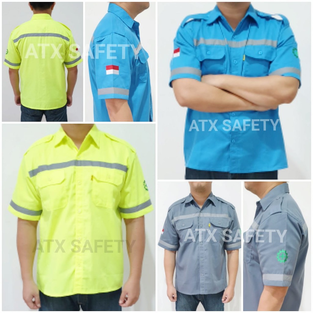 Wearpack Safety ATX/ Atasan Safety / Kemeja Safety / Seragam Proyek Wearpack Kerja Lengan Pendek K3