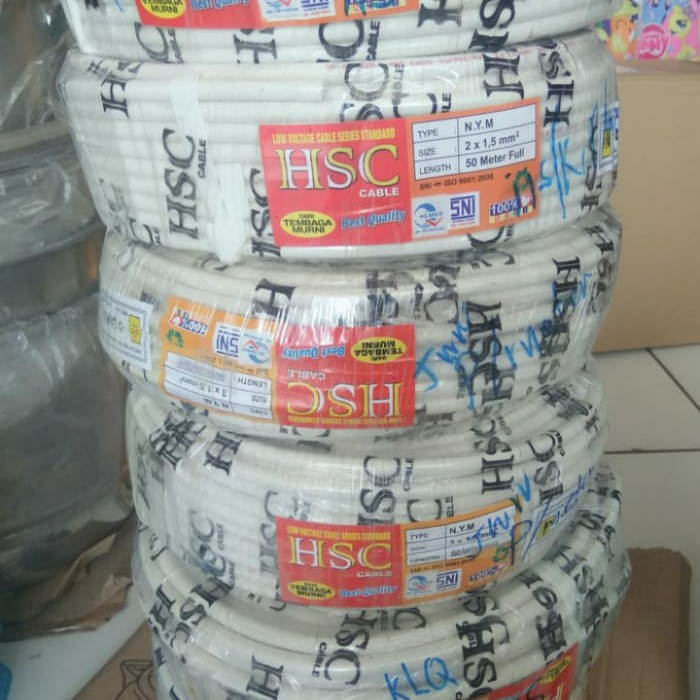 Kabel Listrik NYM 2x1,5mm @50M HSC Tembaga Murni SNI-LMK Termurah
