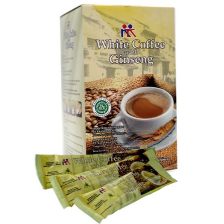 

White Coffee with Ginseng amerika aman di lambung 1 box 10 sachet