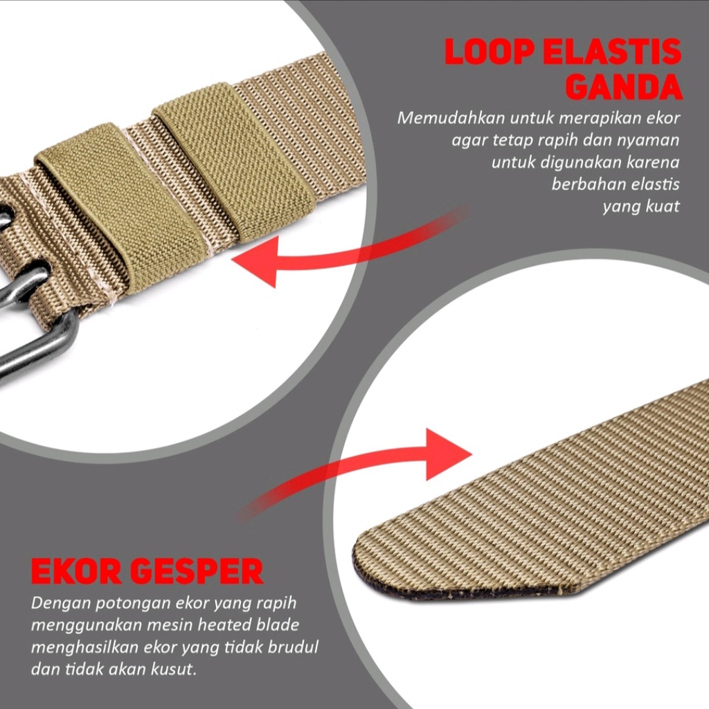 Ikat Pinggang Sabuk Nylon Jarum Dobel Gesper Men Belt S044