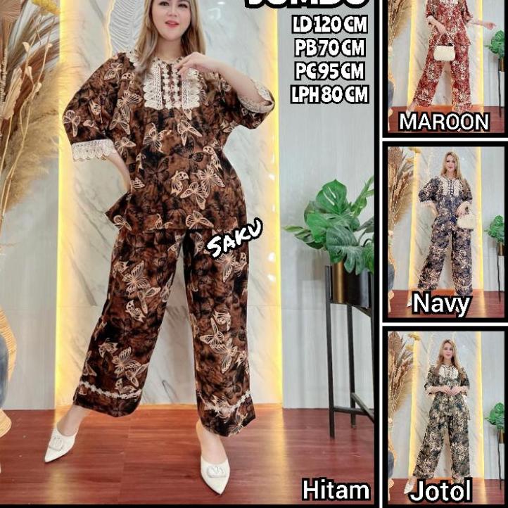 Kekinian - JUMBO Setelan CPLP Daster Arab JUMBO Lengan Panjang Renda Motif KUPU