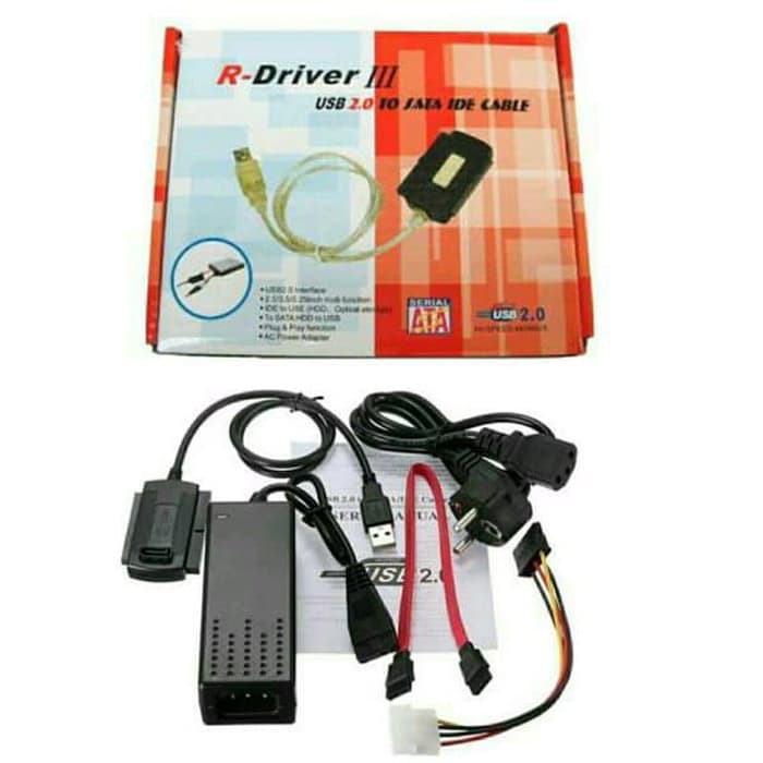 R-Driver III Converter USB 2.0 to Sata IDE Adapter Cable EU Plug USB TO IDE SATA R-DRIVER III