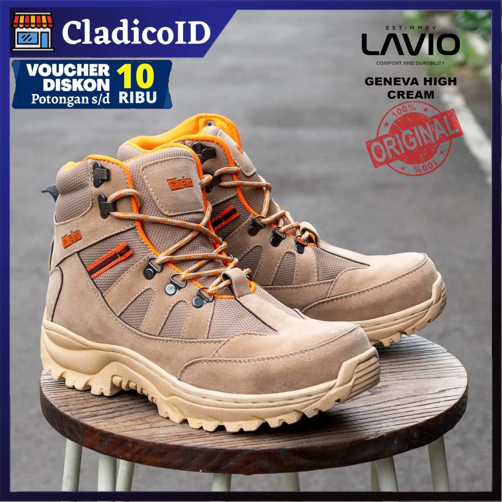 Sepatu Safety Boots Tinggi Original  Lavio Geneva High Kerja Lapangan Outdoor Sefty Shoes Ujung Besi Pria Cowok