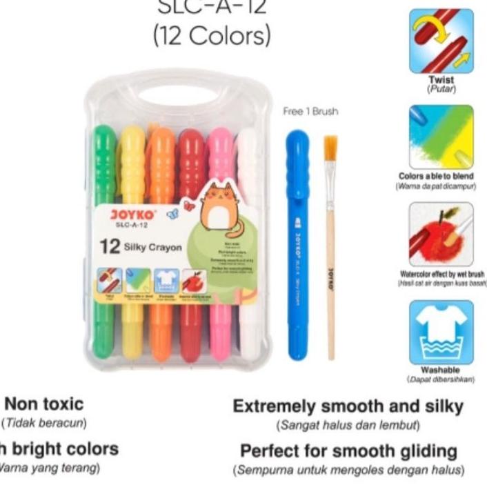 

Bagus Banget.. Silky Crayon Krayon Halus Joyko SLC-A- 12 Warna Colors