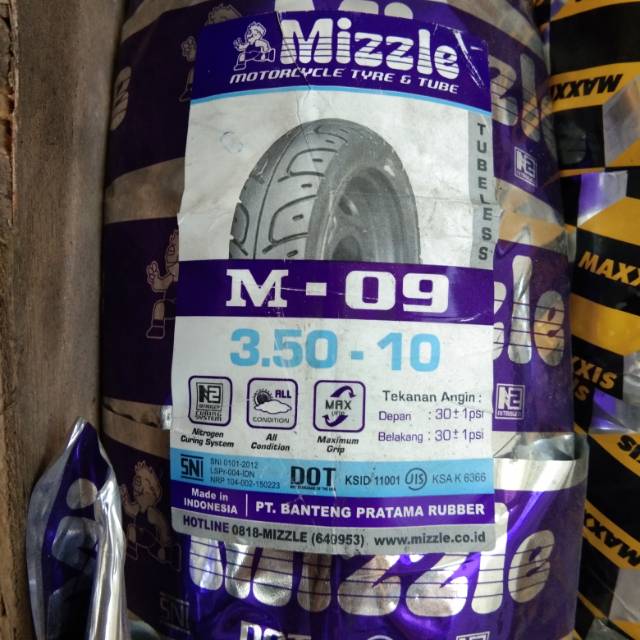 Ban Mizzle 350-10 Tubeles (Ban untuk vespa klasik PX Sprint Excel) Ring10