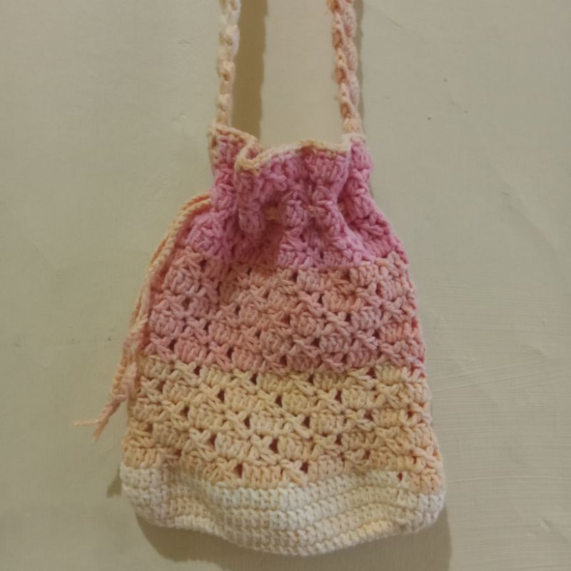 Tas Selempang Rajut Wanita Handmade - Tas Selempang Rajut Serut