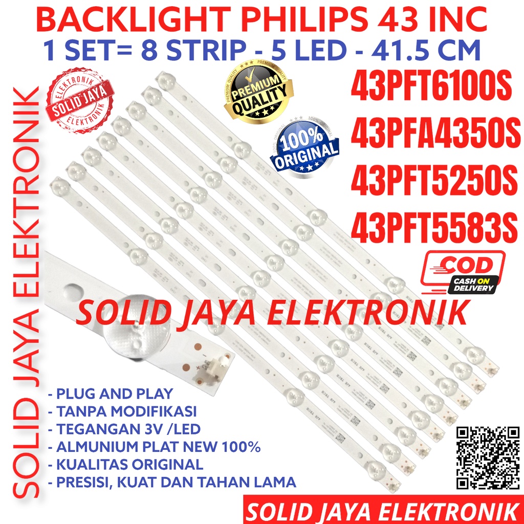 BACKLIGHT TV LED PHILIPS 43 INC 43PFA4350 43PFT6100 43PFT5250 43PFT5583 S 43PFA4350S 43PFT6100S 43PFT5250S 43PFT5583S 70 LAMPU BL 5K 3V PHILIPS 43PFA4350S/70 43PFT6100S/70 43PFT5250S/70 43PFT5583S/70 5 KANCING 5LED PHILIPS 43INCH 43INC 43IN INCH IN 43