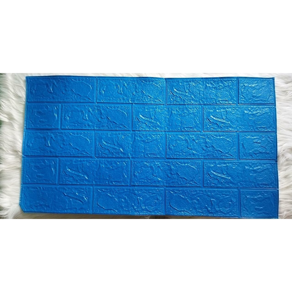Wallpaper Dinding Foam 3D Kecil Motif Batu Bata / Wallpaper Dinding Foam DD509 [1KG=26PCS]-BLUE
