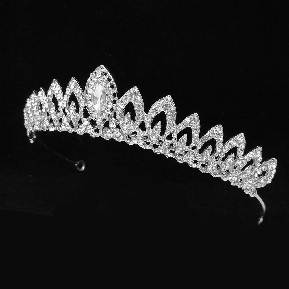 Mxbeauty Tiara Pengantin Putri Cantik Aksesoris Rambut Warna Silver Bando Alloy Mahkota Rambut