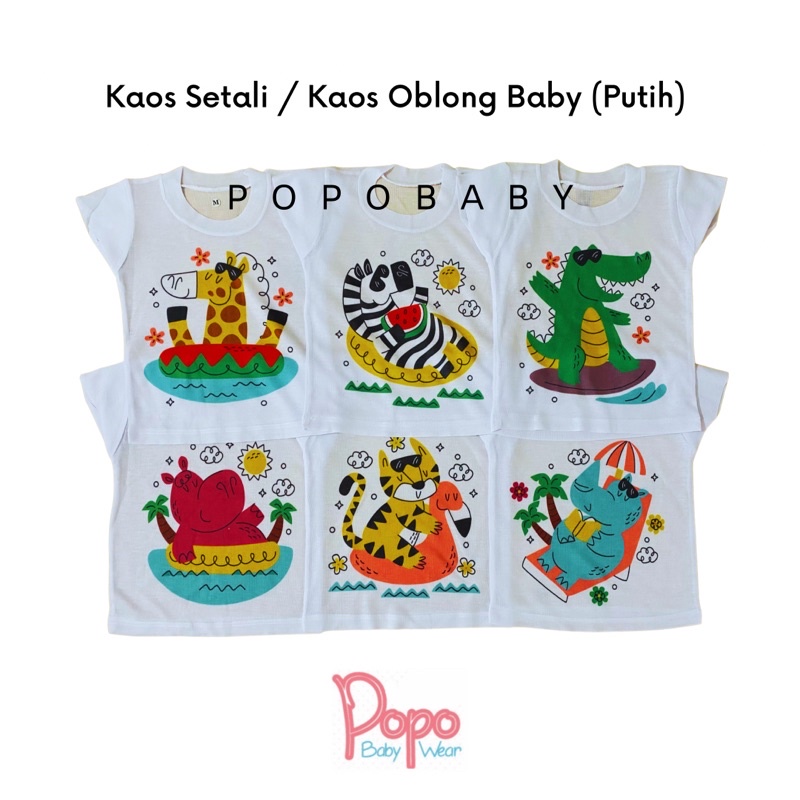 1pcs Kaos setali/ kaos oblong bayi motif (putih/warna)