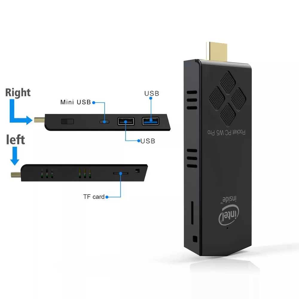T5 Mini PC Stick RAM 4GB ROM 64GB Windows 10 - W5 PRO Upgraded Version